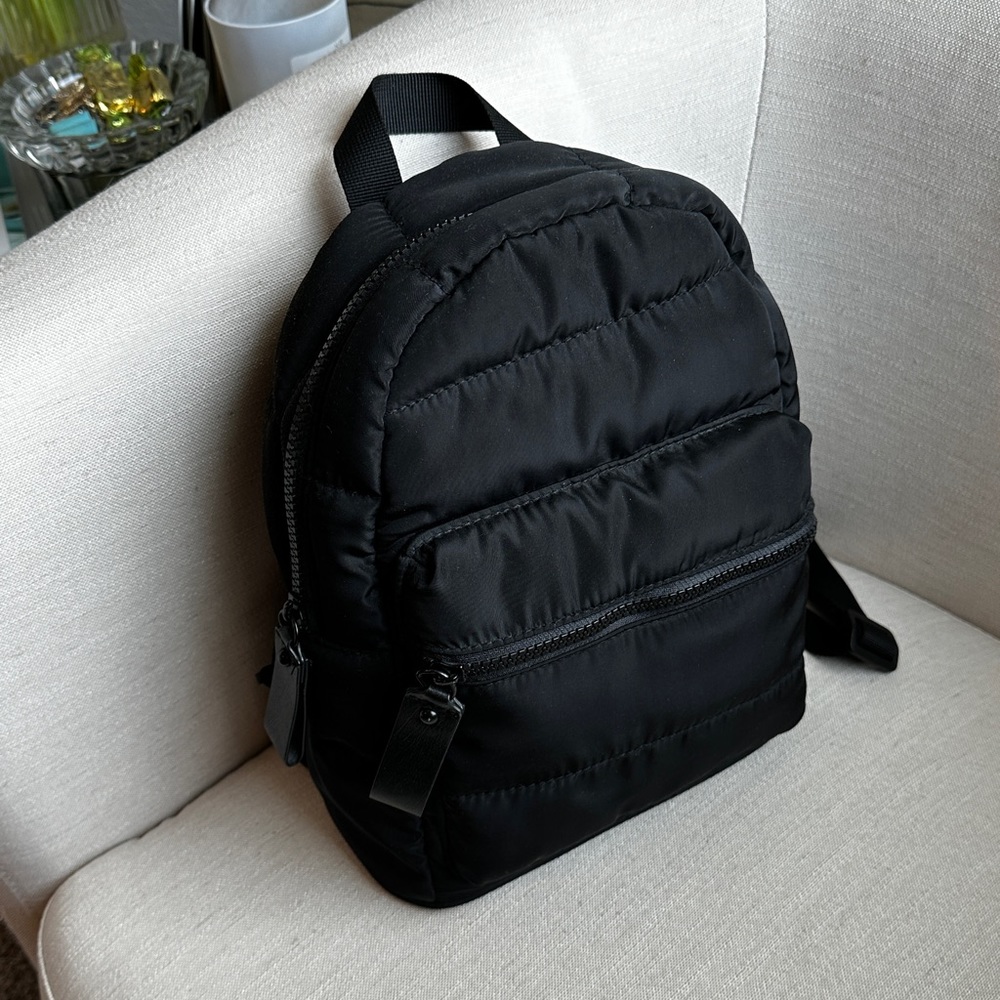 Small Black Quilted Nylon Backpack